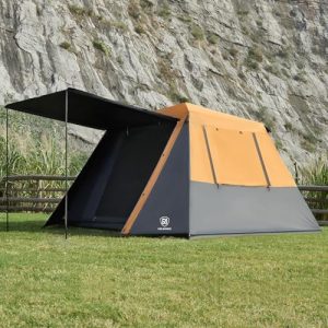 EVER ADVANCED Blackout Design 6 Person Camping Tent, Instant Cabin Tent for Family with Vestibule and Large Mesh Windows, 60s Easy Setup, Double Layer, Water-Resistant